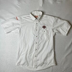 Red Kap Harley-Davidson Montreal Staff Shirt Mens Medium White Button Up ST82WH2